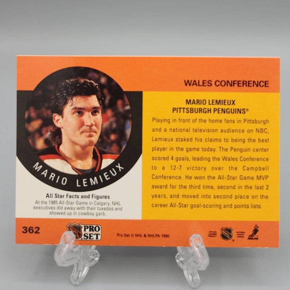 1990 Mario Lemieux, NHL Pro Set, All Star Card #362, Penguins, Ice Hockey - Picture 2 of 2